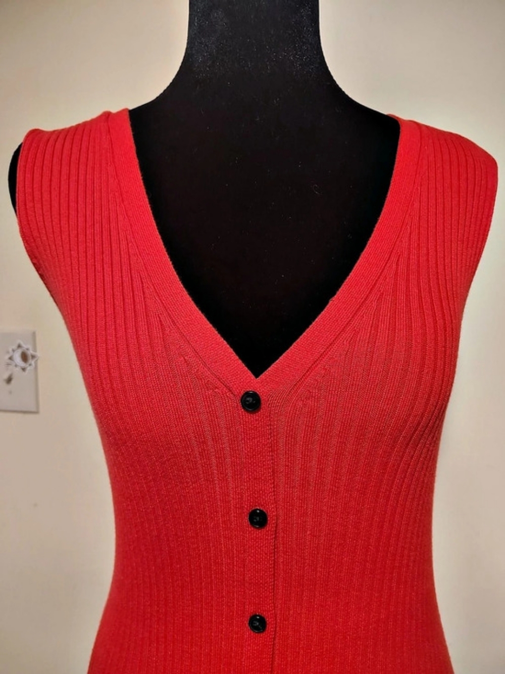 Calvin Klein Jeans Ribbed Button Front Midi Dress in Red Like New